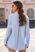 Stripe Pattern Oversized Drop Shoulder Button Up Long Sleeve Casual Shirt