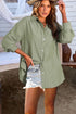 Stripe Pattern Oversized Drop Shoulder Button Up Long Sleeve Casual Shirt