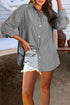 Stripe Pattern Oversized Drop Shoulder Button Up Long Sleeve Casual Shirt