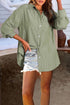 Stripe Pattern Oversized Drop Shoulder Button Up Long Sleeve Casual Shirt