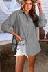 Stripe Pattern Oversized Drop Shoulder Button Up Long Sleeve Casual Shirt