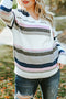 Stripe Plus Size Striped Hooded Knit Sweater