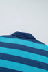 Stripe Polo Collar Bracelet Sleeve Loose Top