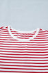 Stripe Print Accent Trim Puff Sleeve T Shirt