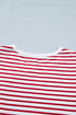 Stripe Print Accent Trim Puff Sleeve T Shirt