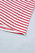 Stripe Print Accent Trim Puff Sleeve T Shirt
