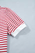 Stripe Print Accent Trim Puff Sleeve T Shirt