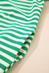 Stripe Print Contrast Collar Flutter Sleeve Mini Dress