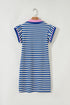 Stripe Print Contrast Collar Flutter Sleeve Mini Dress