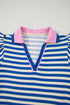 Stripe Print Contrast Collar Flutter Sleeve Mini Dress