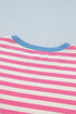 Stripe Print Contrast Patchwork Short Sleeve Loose Tee
