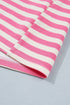 Stripe Print Contrast Patchwork Short Sleeve Loose Tee