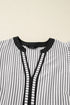 Stripe Print Contrast Trim A Line Flutter Sleeve Midi Dress