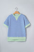 Stripe Print Contrast Trim Loose Short Sleeve Top