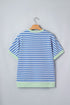 Stripe Print Contrast Trim Loose Short Sleeve Top