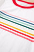 Stripe Print Contrast Trim Short Sleeve Cotton Blend Shirt
