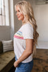 Stripe Print Contrast Trim Short Sleeve Cotton Blend Shirt