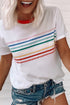 Stripe Print Contrast Trim Short Sleeve Cotton Blend Shirt