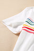 Stripe Print Contrast Trim Short Sleeve Cotton Blend Shirt