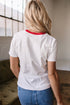Stripe Print Contrast Trim Short Sleeve Cotton Blend Shirt