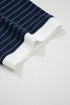 Stripe Print Contrast Trim Waffle Knit Tee