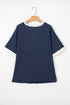 Stripe Print Contrast Trim Waffle Knit Tee