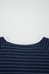 Stripe Print Contrast Trim Waffle Knit Tee