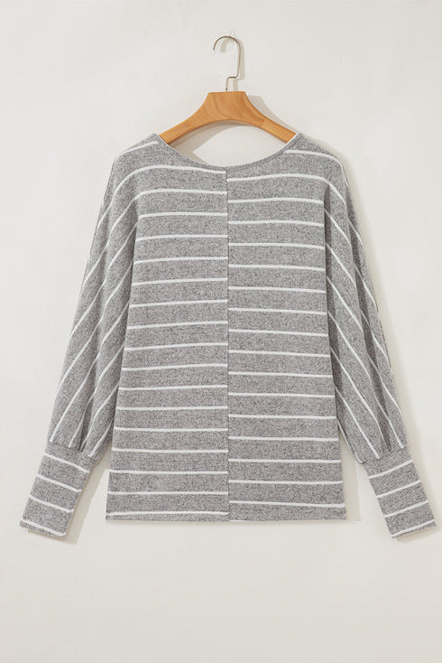 Stripe Print Dolman Sleeve Drop Shoulder Relaxed Top