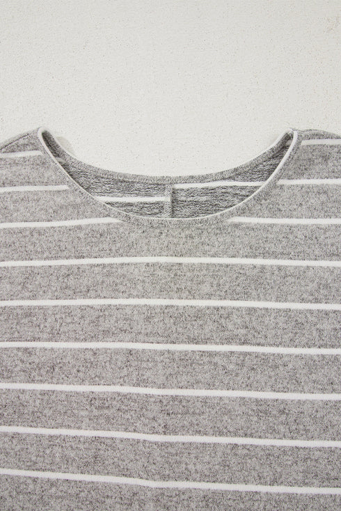 Stripe Print Dolman Sleeve Drop Shoulder Relaxed Top