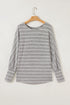 Stripe Print Dolman Sleeve Drop Shoulder Relaxed Top