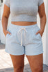 Stripe Print Drawstring Elastic Waist Denim Bottoms