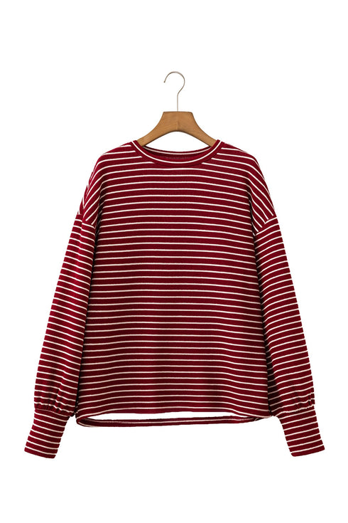 Stripe Print Drop Shoulder Long Sleeve Top