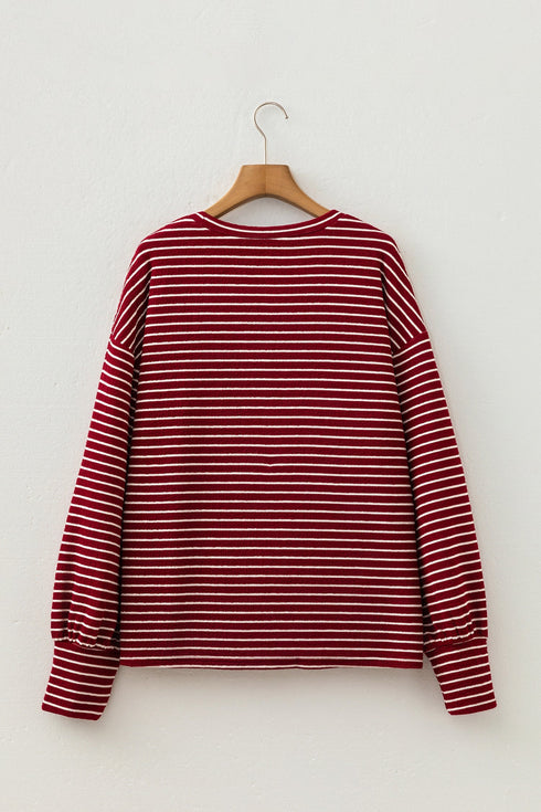 Stripe Print Drop Shoulder Long Sleeve Top