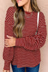 Stripe Print Drop Shoulder Long Sleeve Top