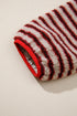 Stripe Print Fuzzy Sherpa Button Placket Sweatshirt