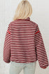Stripe Print Fuzzy Sherpa Button Placket Sweatshirt