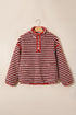 Stripe Print Fuzzy Sherpa Button Placket Sweatshirt