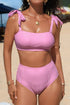 Stripe Print Knot Strap High Waist Two Piece Bikini