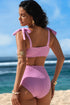 Stripe Print Knot Strap High Waist Two Piece Bikini