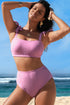Stripe Print Knot Strap High Waist Two Piece Bikini