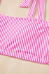 Stripe Print Knot Strap High Waist Two Piece Bikini