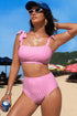 Stripe Print Knot Strap High Waist Two Piece Bikini