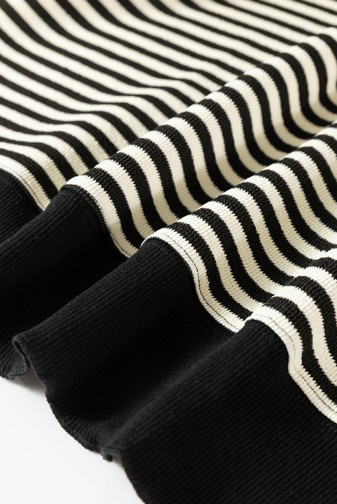 Stripe Print Loose Fit Drop Shoulder Top