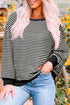 Stripe Print Loose Fit Drop Shoulder Top