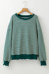 Stripe Print Loose Fit Drop Shoulder Top