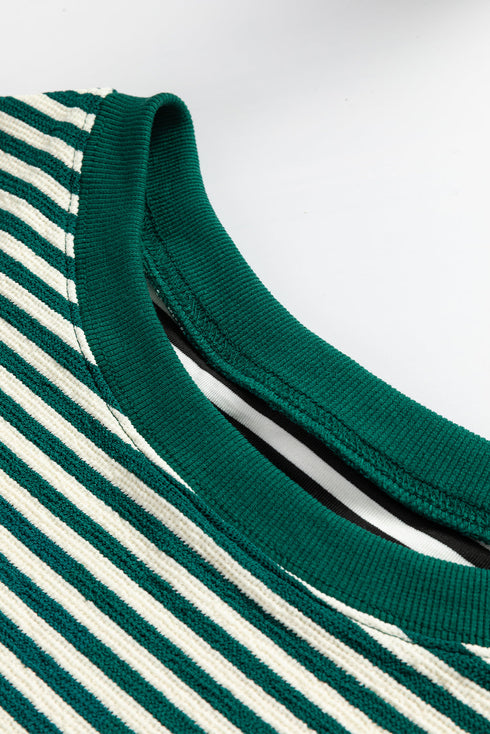 Stripe Print Loose Fit Drop Shoulder Top