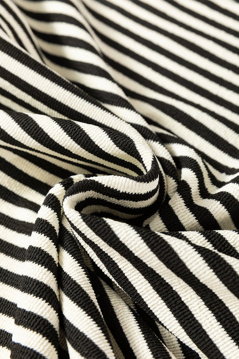 Stripe Print Loose Fit Drop Shoulder Top