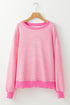 Stripe Print Loose Fit Drop Shoulder Top
