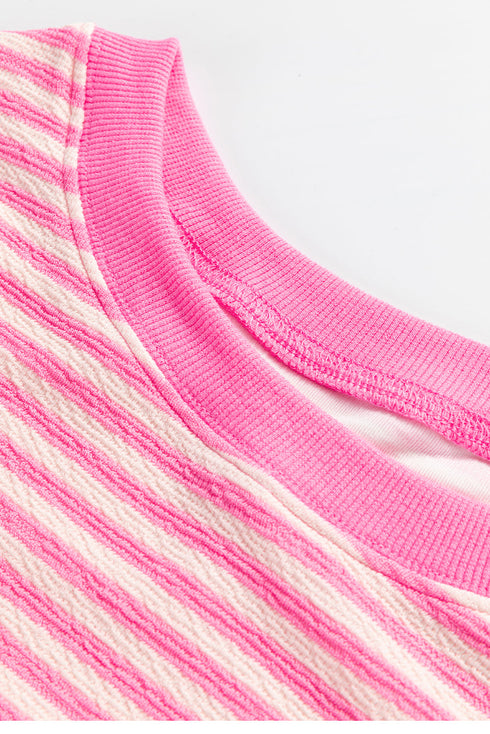 Stripe Print Loose Fit Drop Shoulder Top