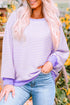 Stripe Print Loose Fit Drop Shoulder Top